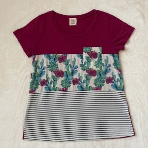 Small Grace & Emma Succulent Color block Top